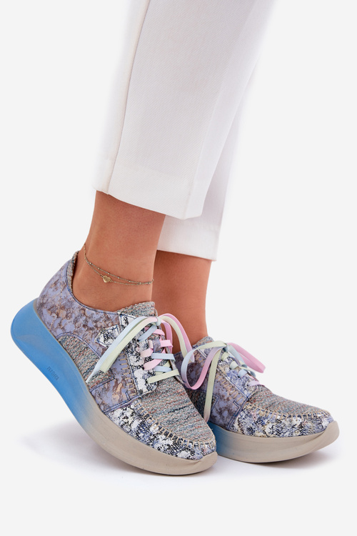 Dámské Kožené Polobotky Sneaker na Platformě Maciejka 06776A-06 Modré