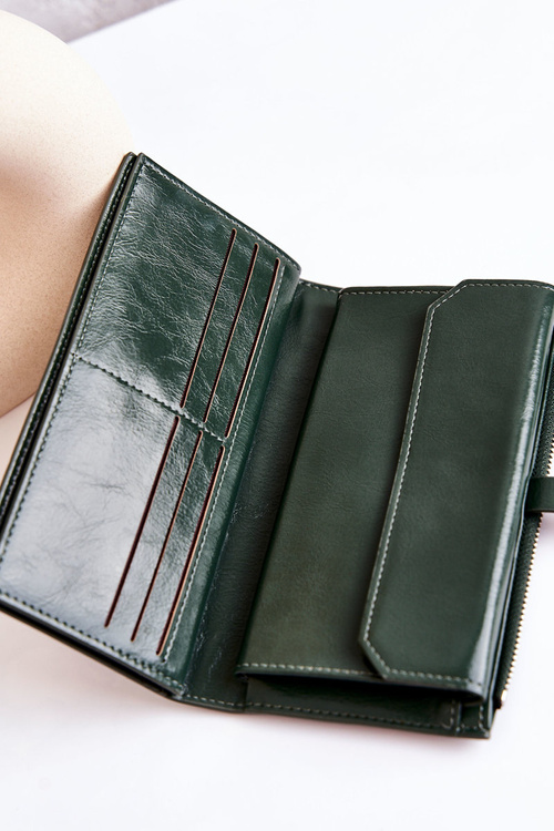 Veľká kožená magnet peňaženka Nereva zelená