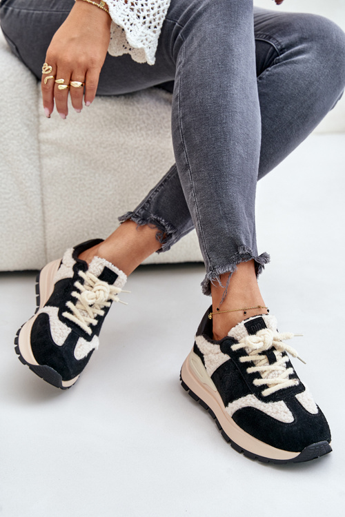 Zateplené dámské kožené sneakersy Big Star OO274A318 HI-POLY SYSTEM černé