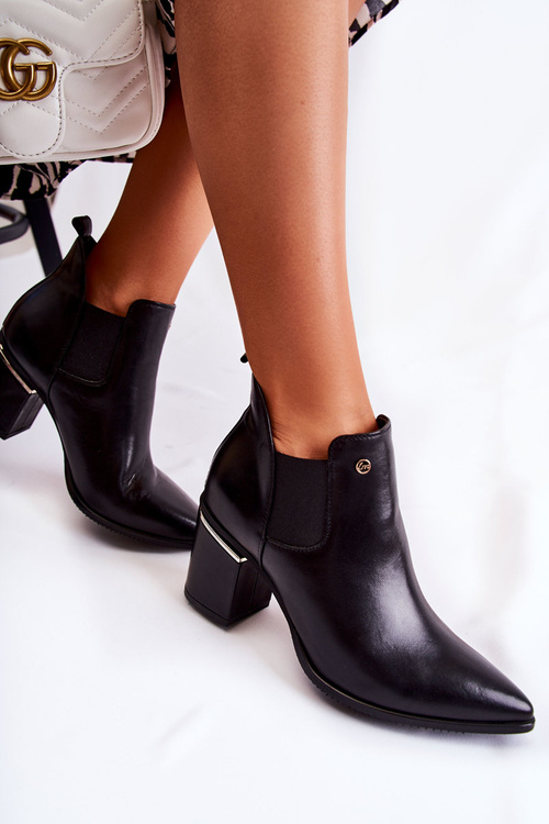 Kožené kozačky na vysokém podpatku Laura Messi 2506 černá