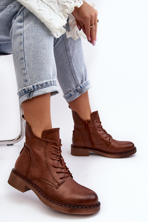 Klasické dámské botky na plochém podpatku hnědé Ballisa