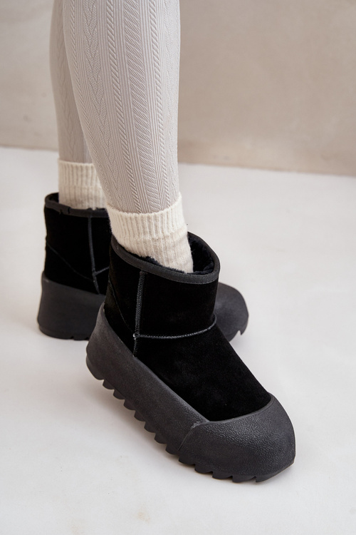 Zateplené semišové snehule na platforme Big Star OO274A213 čierne