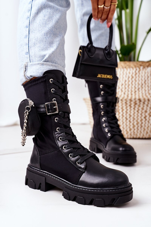 Teplé Boty S Kabelkou Černé Look At Me