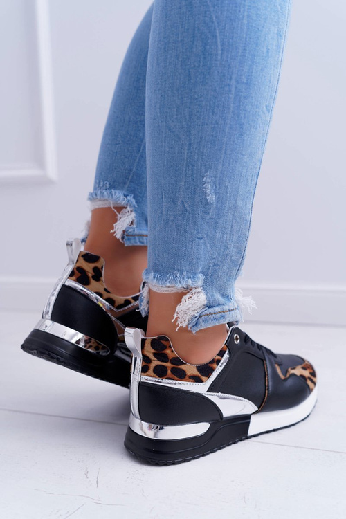 Dámská Sportovní Obuvs s Leopardovým Vzorem Černé Fippo