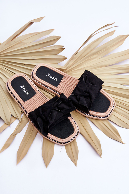 Semišové Dámské Pantofle S Mašlí Černá Ambra