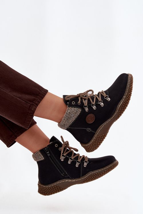 Zateplené členkové topánky traperky dámske čierne Zenaya