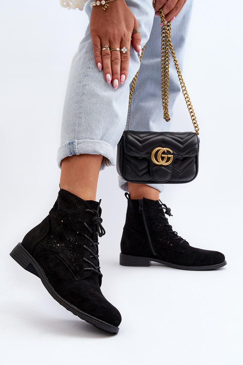 Dámské botky s vzorem černé S.Barski HY66-136