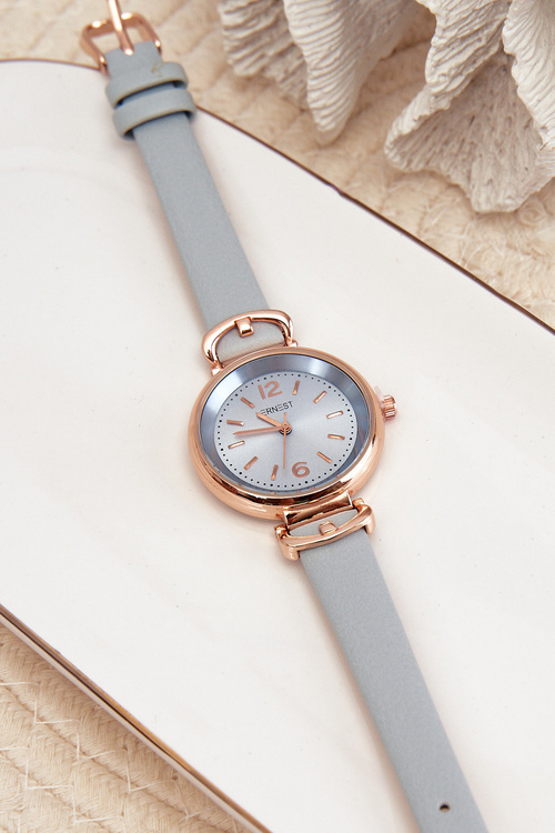 Dámske hodinky na tenkom remienku z ekokože modré Ernest E62027LR