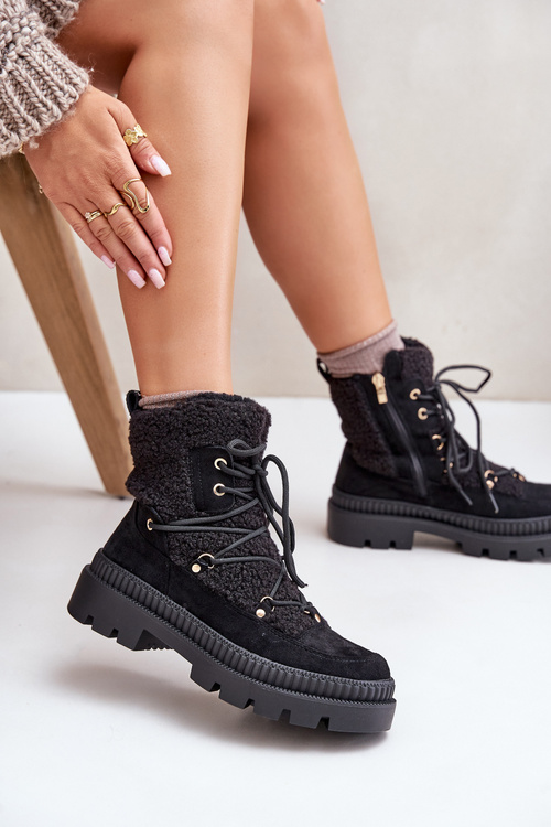 Boty S Kožešinou Typu Beránek Černé Merilana