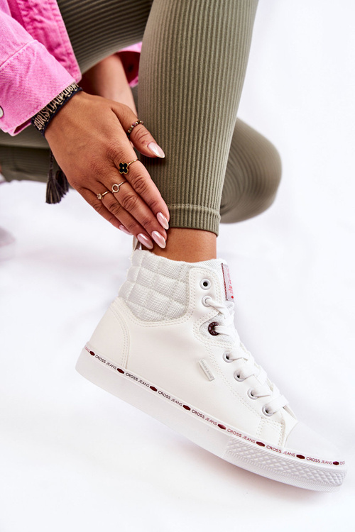 Dámske vysoké tenisky krížové džínsy KK2R4060C White