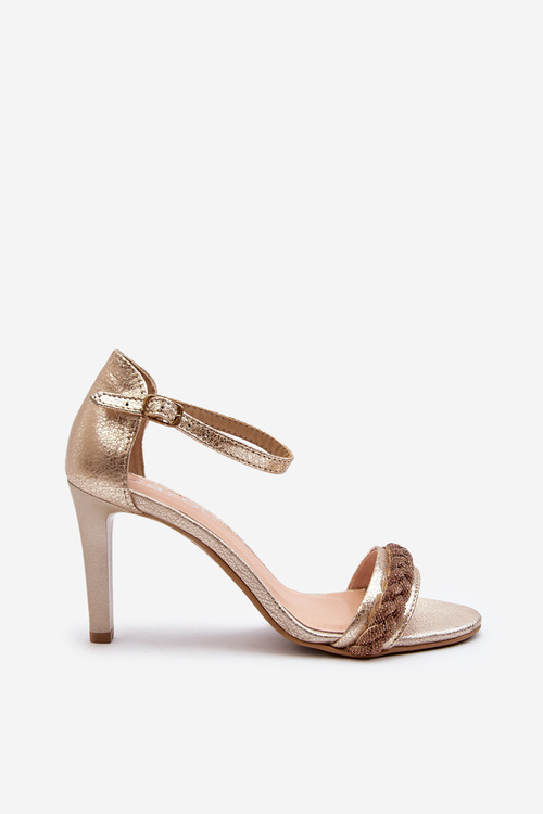 Zazoo 3328/2 Dámské Kožené Sandály Na Podpatku Zlaté