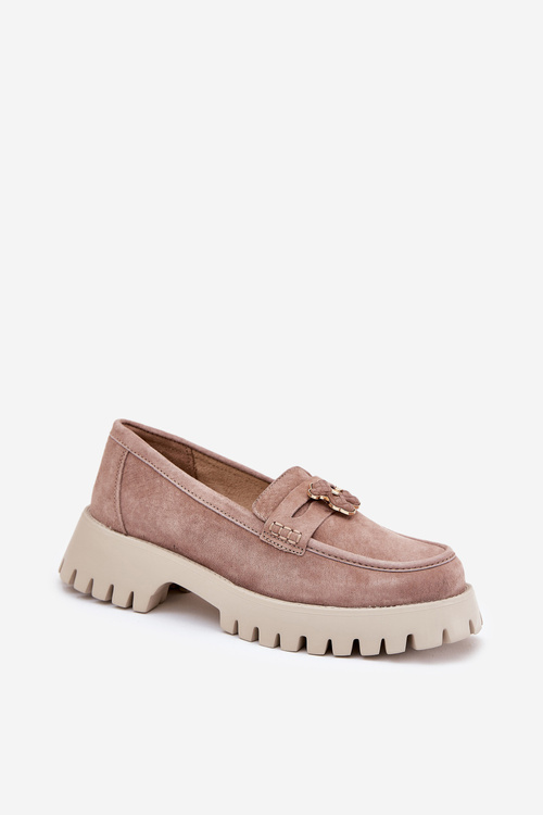 Semišové Dámské Mokasíny S Nášivkou Medvěd Vinceza 79533 Béžové