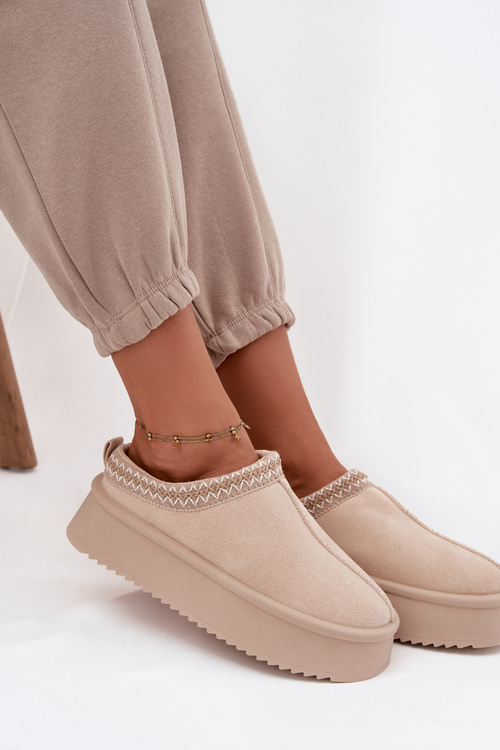 Dámske snehule s výšivkou svetlo béžové Pristina