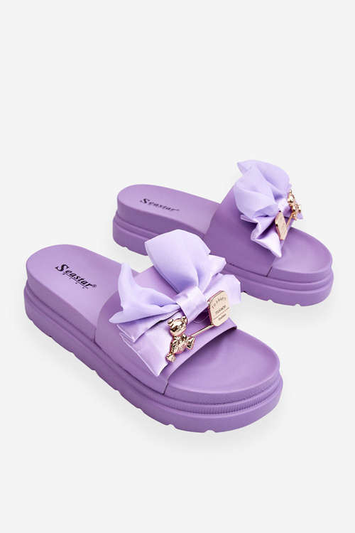 Papuče s lukom a dekoratívnou miskou, Purple Suzy