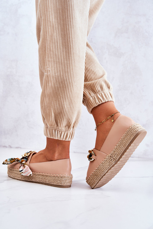 Dámské kožené espadrilky s efektním béžove Fancy
