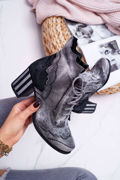 Dámske kožené topánky Maciejka Gray 03190