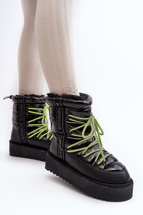 Dámske snehové topánky na hustej vegánskej podrážke D.Franklin DFSH371007 Čierna