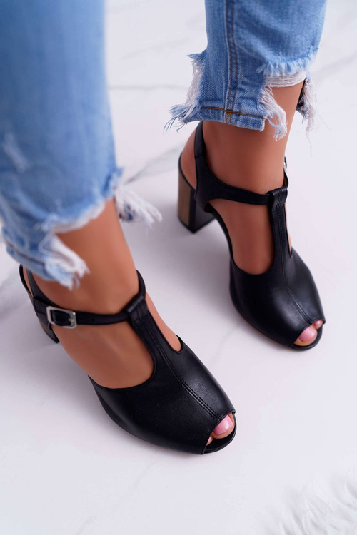 Kožené dámské sandály vysoké podpatky Maciejka 04117