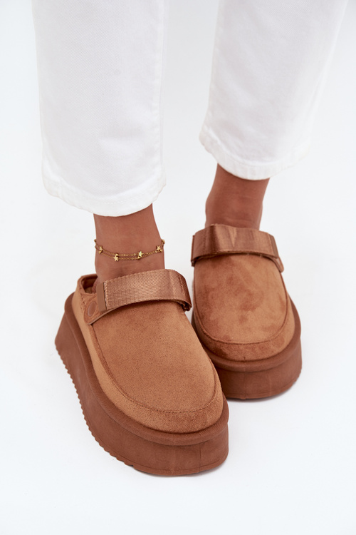 Dámske snehové čižmy na platforme s suchým zipsom Camel Jorielle