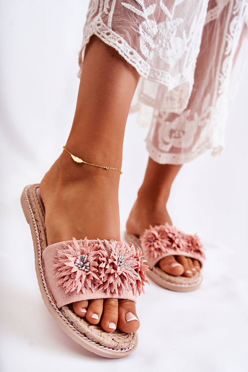 Dámske flip -flops s látkovými kvetmi ružová Susana