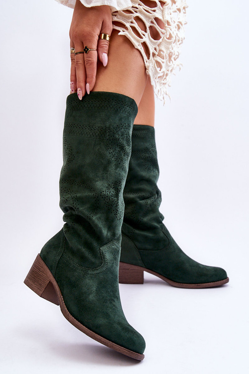 Dámské prolamované semišové boty Green Enrissa