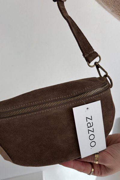 Kožená semišová taška na opasok hnedá Wessa