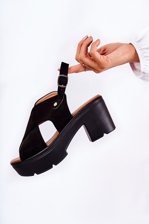 Semišové Sandály Na Podpatku černé Arlena