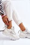 Dámske šnurované športové topánky na platforme White Minea Platform