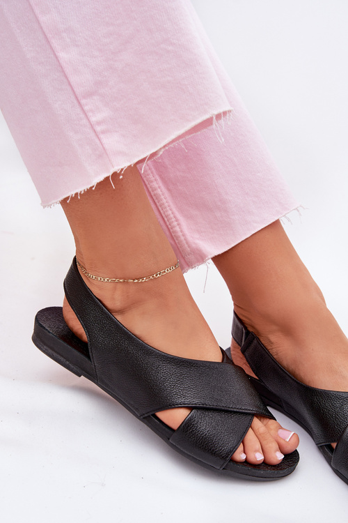 Dámské kožené sandály černé Zazoo 40407