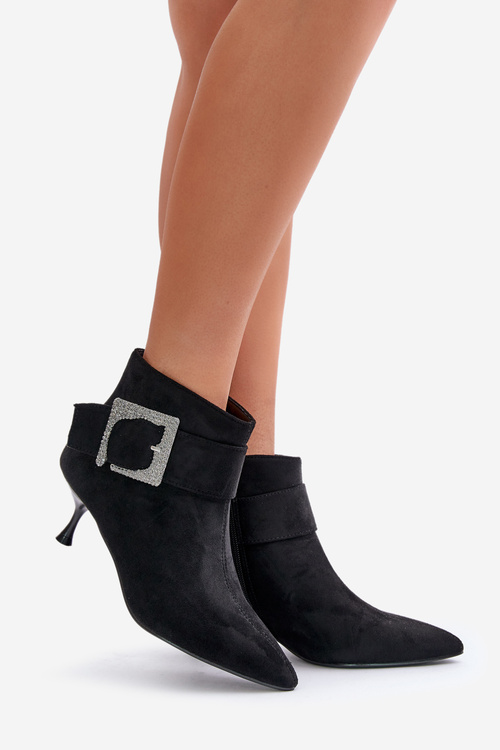 Dámské botky na jehlovém podpatku s ozdobnou sponou černé Nirilis