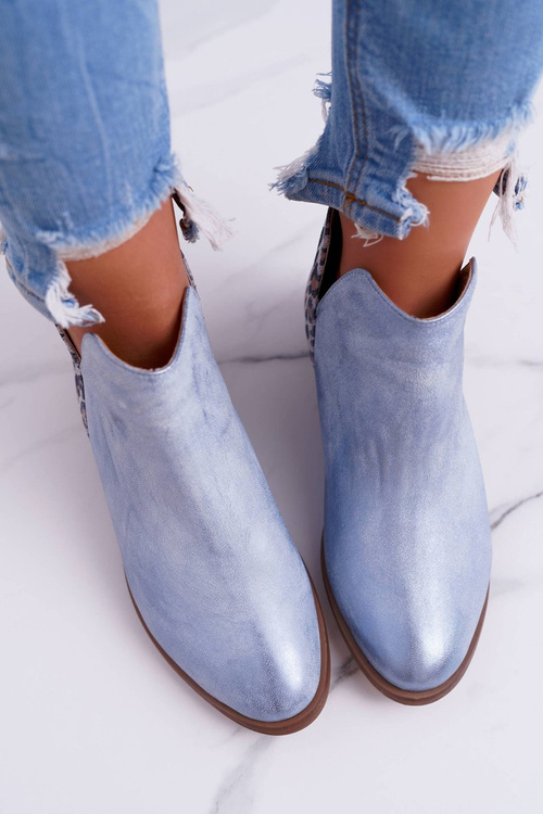 Dámske ploché topánky, jarné kožené modré šialenstvo