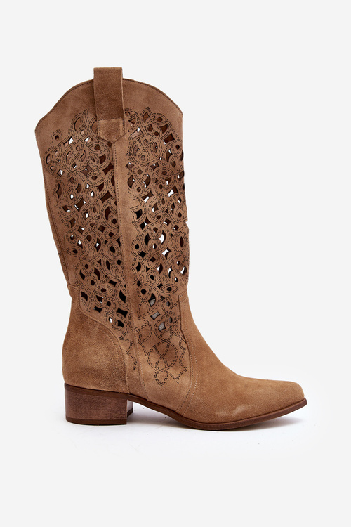 Zazoo 3403 Prezreté Dámske Čižmy Na Nízkom Podpätku Bežové