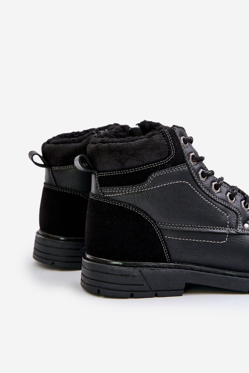 Zateplené pánske topánky z eko kože čierne Venredia