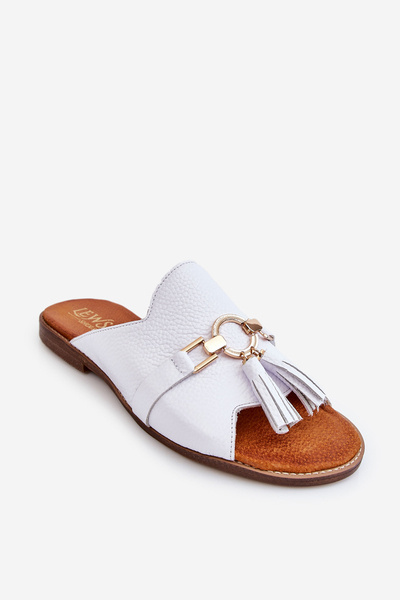 Dámské kožené pantofle Lewski Boty 3226 Bíle