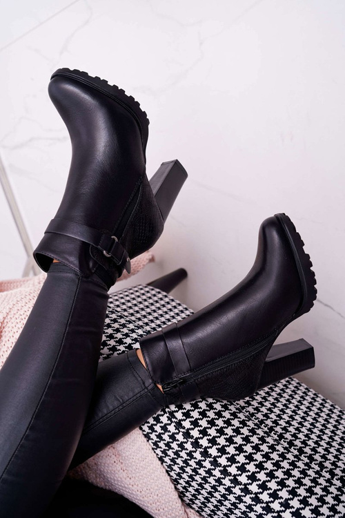 Dámské Kotníkové Boty Na Podpatku zateplené Černé Devin