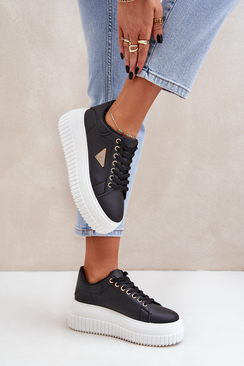 Štýlové tenisky na masívnej platforme čierno-biele Vallexia