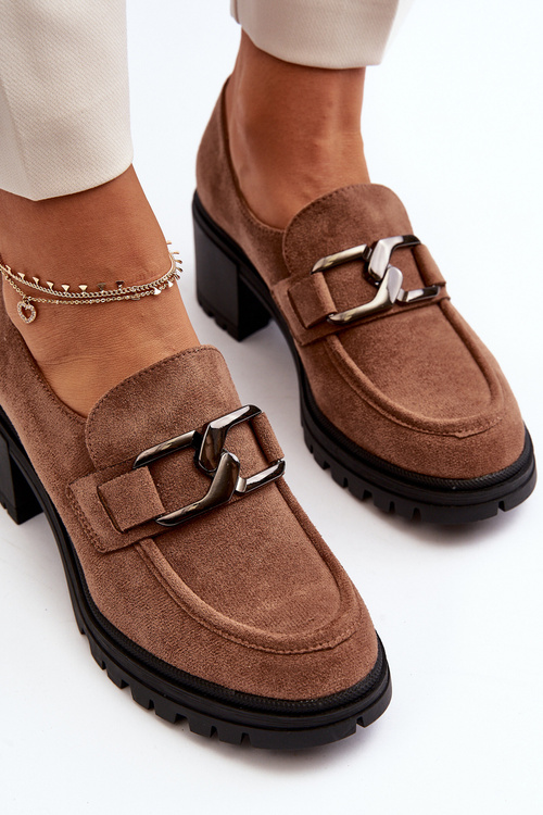 Semišové topánky na masívnom päte hnedej Finley