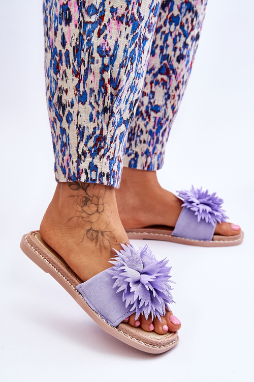 Dámske semišové flip -flops s fialovou dekoráciou Giorgia