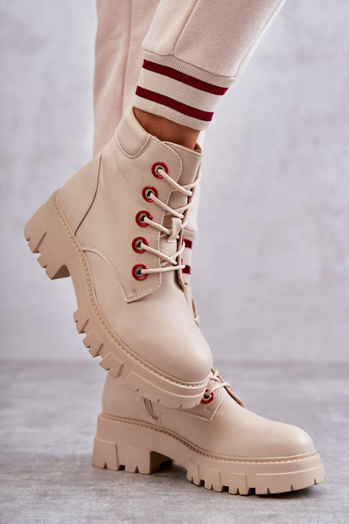 Kožené Boty Pracovníci Na Zipu béžove Messa