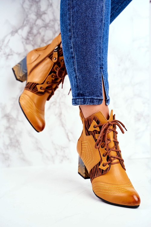 Dámské Boty Maciejka Kožené žluté 03194