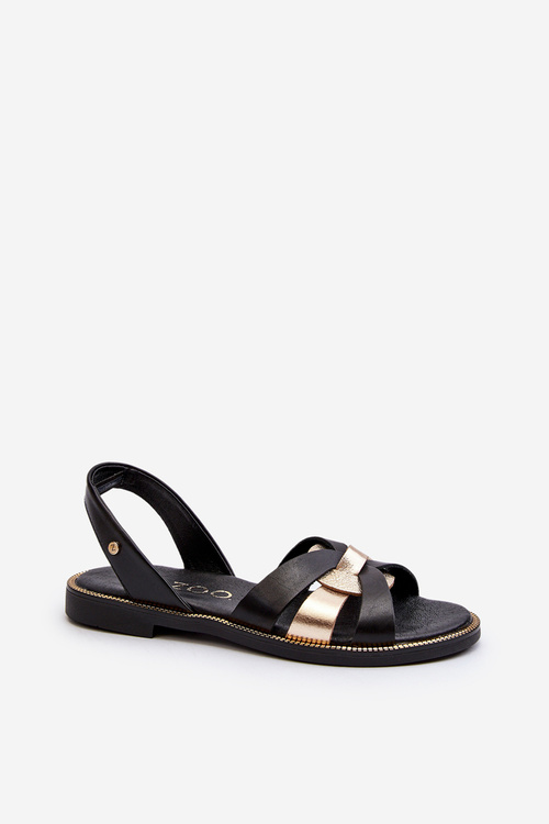 Dámske čierne kožené sandále Zazoo 40382