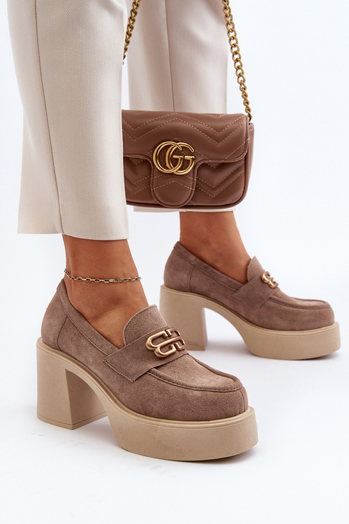 Zazoo 20170 Dámske Semišové Poltopánky na Podpätku Bežové