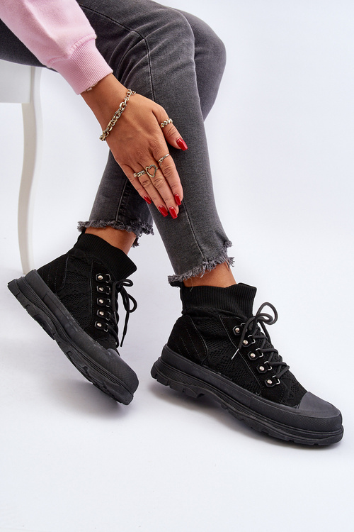 Dámské tenisky s elastickou svrškem Černé Kalyne