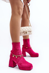 Dámské kotníčkové boty na podpatku s řetízkem Fuchsie Tiselo