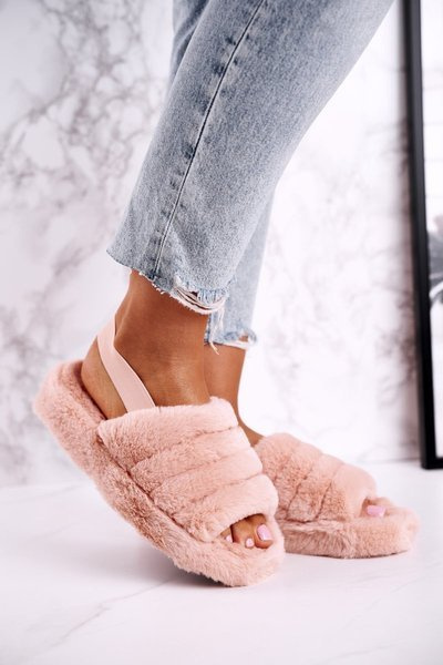 Dámské Kožešinové Oranžové Papuče Snowflake