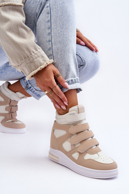 Dámské vysoké sportovní boty s ukrytým koturnem Bežová Inari