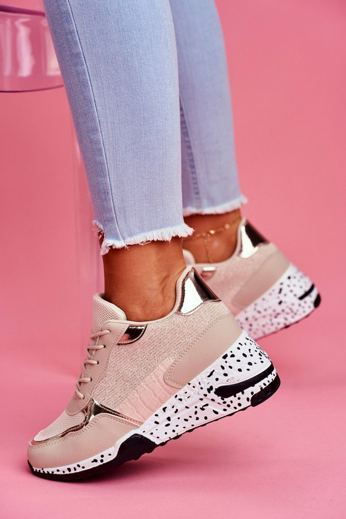 Dámska športová topánka skrytá béžová béžová mollen