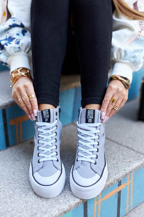 Vysoké Tenisky Na Platformě Big Star II274016 Šedé