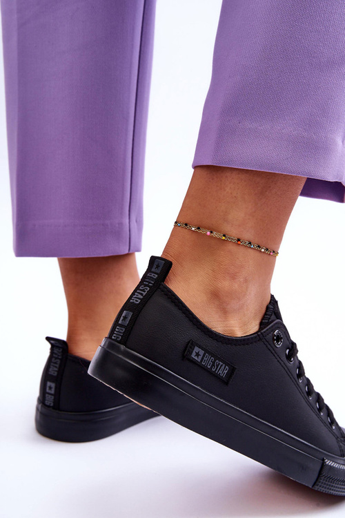 Dámske tenisky s nízkym koženým koženou veľkou hviezdou KK274011 čierna