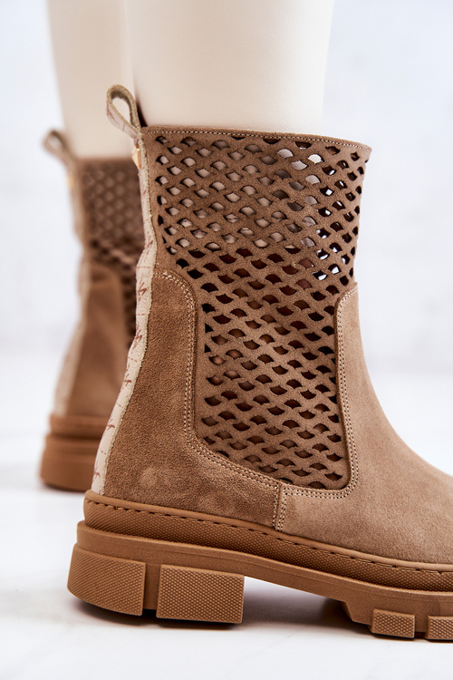 Kožené topánky pracovné pracovné miesta Nicole svetlo hnedé 2711